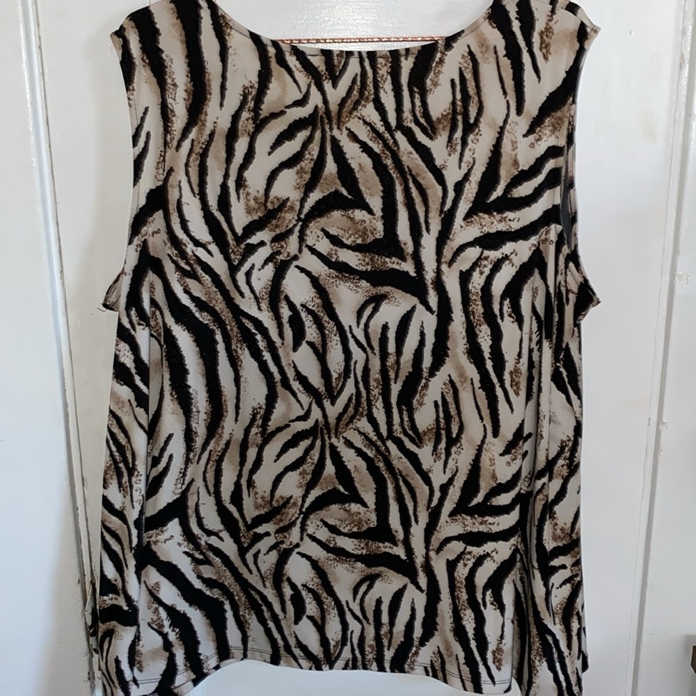 Kasper Metallic Leopard/ Animal Print Sleeveless Blouse Size 3X - Picture 2 of 4